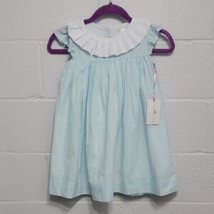 Girls Light Blue Ruffle Collar Dress by